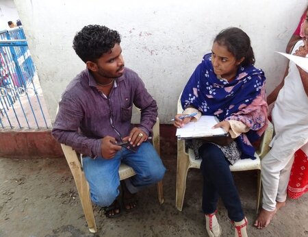 A person from Sightsavers being interviewed i India